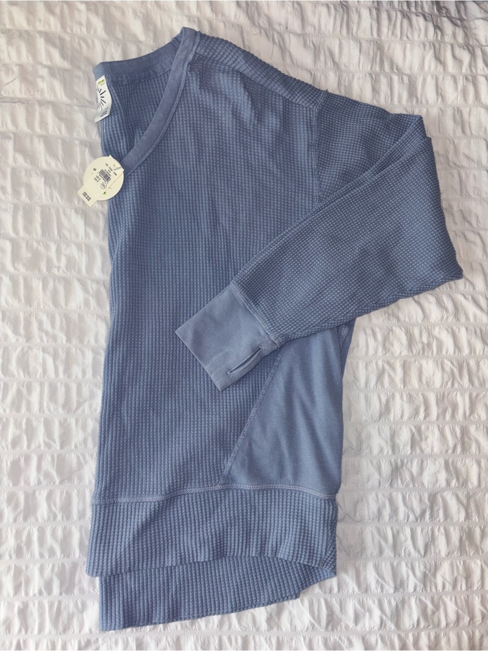 NWT Aerie Light Blue Waffle Knit Long Sleeve Top